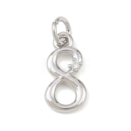 Brass Micro Pave Clear Cubic Zirconia Charms KK-P339-27P-08-1