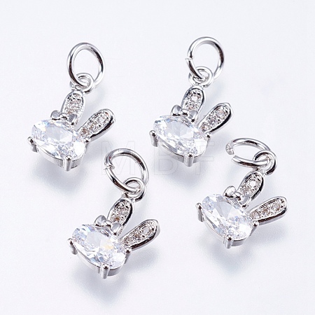 Brass Micro Pave Cubic Zirconia Bunny Charms RB-I077-19P-RS-1