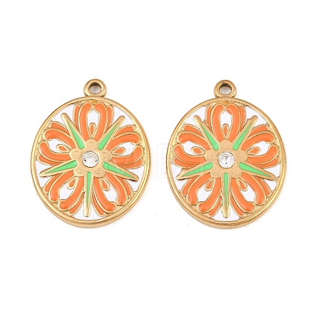 304 Stainless Steel & Enamel Pendants RB-CBA5A59-03G-03-1