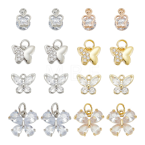 ARRICRAFT Alloy & Brass Cubic Zirconia Charms ZIRC-AR0001-26-1