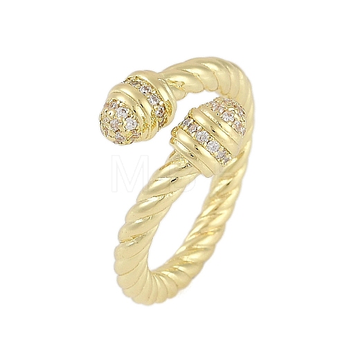 Twist Rack Plating Brass Micro Pave Cubic Zirconia Rings RJEW-D080-03G-02-1