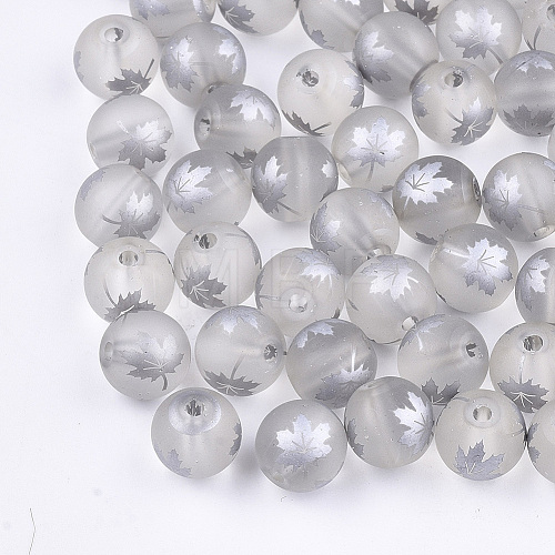 Autumn Theme Electroplate Transparent Glass Beads EGLA-S178-01-01G-1