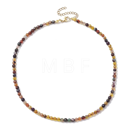 Faceted Round Natural Agate(Dyed & Heated) Beaded Necklaces for Women NJEW-JN04659-01-1