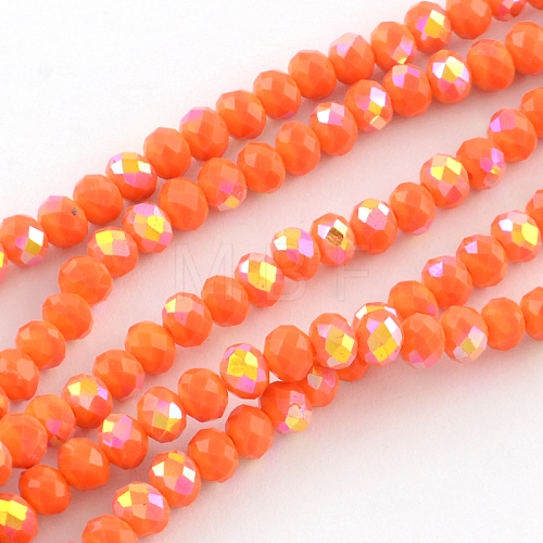 Electroplate Solid Color Glass Rondelle Bead Strands EGLA-Q050-8mm-03-1