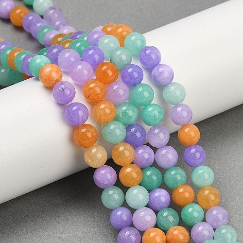 Natural Dyed White Jade Beads Strands G-NH0045-01A-1