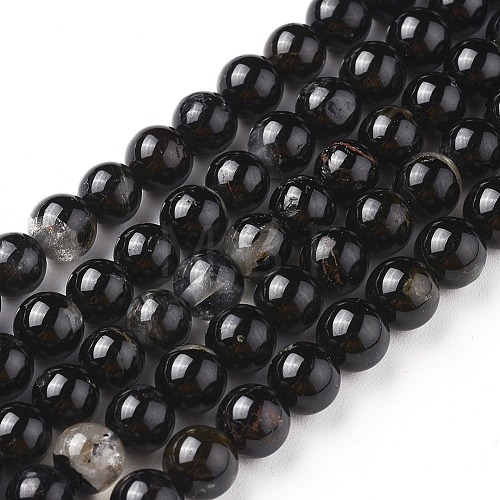 Natural Black Tourmaline Beads Strands X-G-F666-05-6mm-1