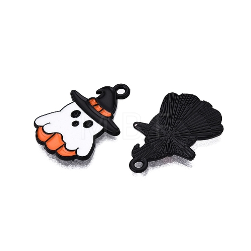 Halloween Theme Spray Painted Alloy Enamel Pendants ENAM-T020-09F-1