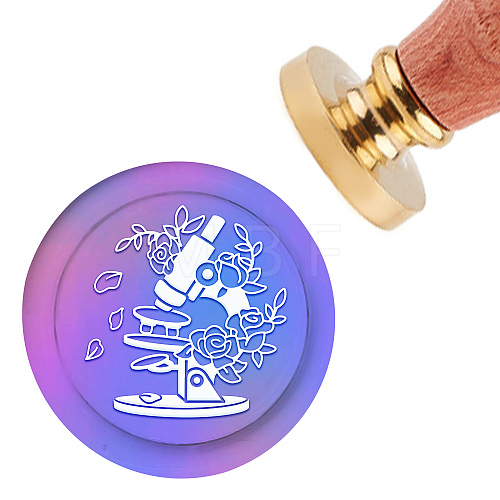 Brass Wax Seal Stamp with Handle AJEW-WH0184-0365-1
