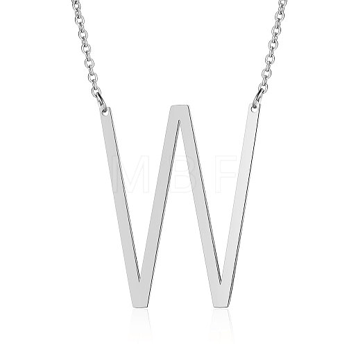 Non-Tarnish 201 Stainless Steel Initial Pendants Necklaces NJEW-S069-JN003D-W-1