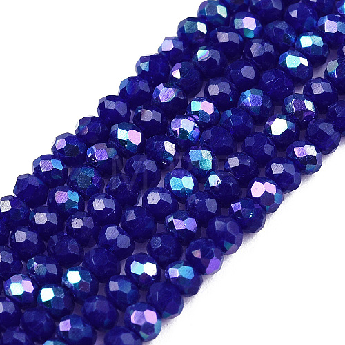 Electroplate Opaque Solid Color Glass Beads Strands EGLA-A044-P1mm-L07-1