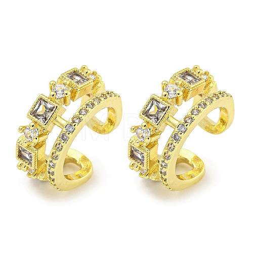 Brass Micro Pave Cubic Zirconia Cuff Earrings EJEW-C104-026G-1