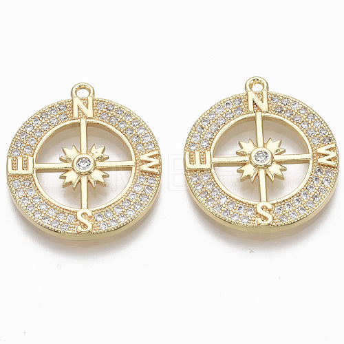 Brass Micro Pave Cubic Zirconia Pendants KK-R130-016G-NF-1