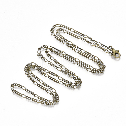 Brass Coated Iron Figaro Chain Necklace Making MAK-T006-03AB-1