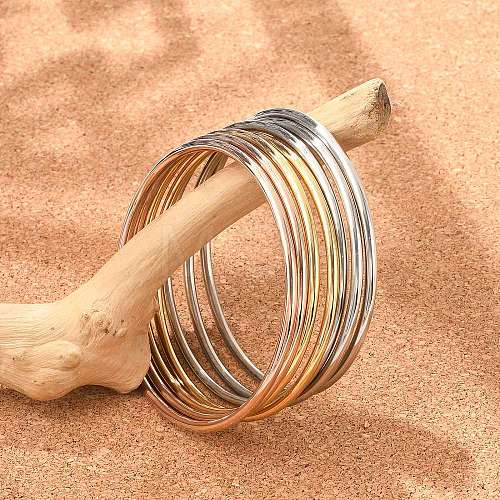 Fashion Tri-Color 304 Stainless Steel Buddhist Bangle Sets BJEW-L664-022C-M-1