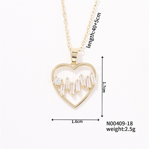 Heart Brass Micro Pave Cubic Zirconia Pendant Necklace for Couple CS3079-1