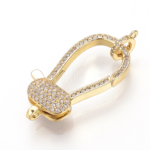 Brass Micro Pave Cubic Zirconia Lobster Claw Clasps ZIRC-S058-06G-1