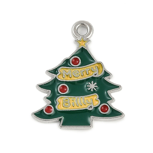 Christmas Theme Spray Painted Alloy Enamel Pendants ENAM-Z020-02K-1