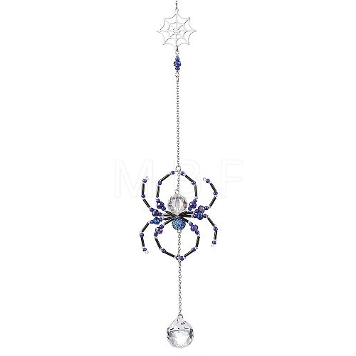 Spider Glass Beaded Hanging Ornaments HJEW-TA00172-03-1