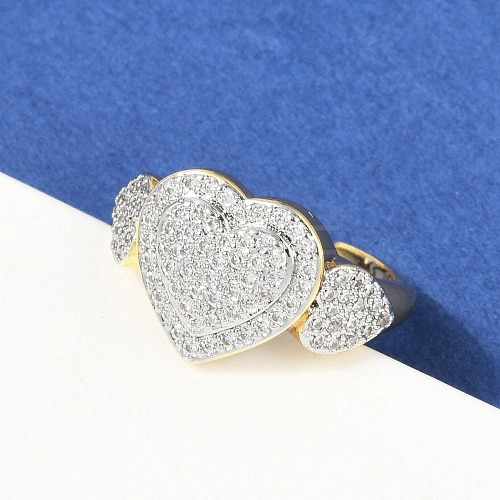 Brass Micro Pave Cubic Zirconia Open Cuff Ring for Women RJEW-F177-03GP-04-1