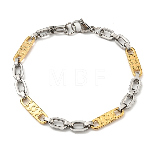 Ion Plating(IP) Two Tone 201 Stainless Steel Oval Link Chain Bracelet BJEW-B078-02GP-1