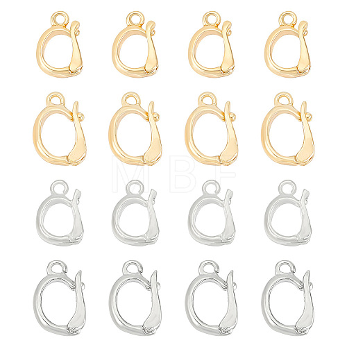 BENECREAT 24Pcs 4 Styles Rack Plating Brass Fold Over Clasps KK-BC0012-80-1