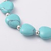 Heart Synthetic Turquoise Stretch Bracelets BJEW-JB02066-01-2