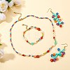 Natural Pearl & Glass Seed Beaded Necklace & Bracelet & Dangle Earrings SJEW-SW00008-5