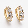 Brass Micro Pave Clear Cubic Zirconia Huggie Hoop Earrings X-EJEW-L231-40G-1