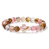 Synthetic Watermelon Stone Glass Round Beads Stretch Bracelets YG0612-22-1