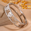304 Stainless Steel Heart Wave Cutout Hinged Cuff Bangles for Women WG6F9C2-02-1