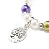Imitation Pearl Beaded Stretch Bracelet with Drop Charm for Women BJEW-JB07639-5