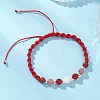 Natural White Moonstone & Red Jasper & Natural Carnelian & Dyed Strawberry Quartz Round Beads Braided Bead Bracelets for Women BJEW-JB12917-07-2