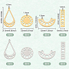 BENECREAT 16Pcs 8 Style 201 Stainless Steel Connector Charms & Pendants STAS-BC0003-36-2
