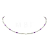Rice Natural Shell and Round Glass Seed Beaded Necklaces for Women NJEW-MZ00153-3