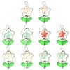 10Pcs 5 Colors Flower Glass Pendants PALLOY-FS00077-1