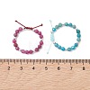 Adjustable Natural Mixed Gemstone Braided Bead Finger Rings RJEW-JR01016-4