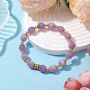 8.5mm Round Dyed Natural Yellow Jade & Brass Beaded Stretch Bracelets for Women BJEW-JB10716-2