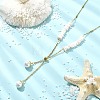 Natural Pink Shell Chip & 304 Stainless Steel Cable Chain Lariat Necklaces NJEW-JN06280-1