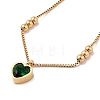 Glass Heart Charm Bracelet with Box Chains BJEW-E075-01G-2