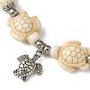 Starfish & Tortoise Synthetic Turquoise Beaded Stretch Bracelets & Dangle Earrings Kits SJEW-JS01311-01-3