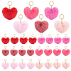 30Pcs 6 Colors Heart Polyester Rabbit Hair Pendant Keychains AJEW-PH0008-08-1