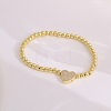 Brass Micro Pave Clear Cubic Zirconia Beaded Stretch Bracelets for Women FS-WGB95F4-03-1