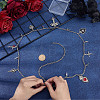 1Pc Gothic Theme Alloy Heart Cross Rose Flower Rivet Pendant Waist Belly Chains NJEW-BM0001-06-3