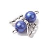 12Pcs 12 Colors Acrylic Imitaiton Pearl Angel Connetctor Charms with Antique Silver Tone Alloy Wings PALLOY-JF02696-4