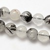 Natural Gemstone Black Rutilated Quartz Round Beads Strands X-G-E251-30-6mm-2