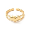 Rack Plating Brass Heart Open Cuff Ring for Valentine's Day RJEW-D076-03G-1