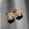 Brass Micro Pave Cubic Zirconia Stud Earrings for Women EJEW-F418-16G-4