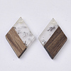 Transparent Resin & Walnut Wood Pendants LS-X-RESI-T042-01-A02-1