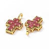 Brass Micro Pave Clear Cubic Zirconia Pendants ZIRC-F135-24G-01A-3