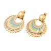 Flat Round 304 Stainless Steel Dangle Stud Earrings EJEW-A158-10G-2